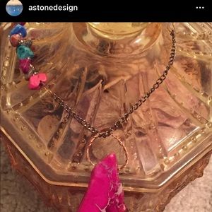 Handmade original pink drop stone necklace